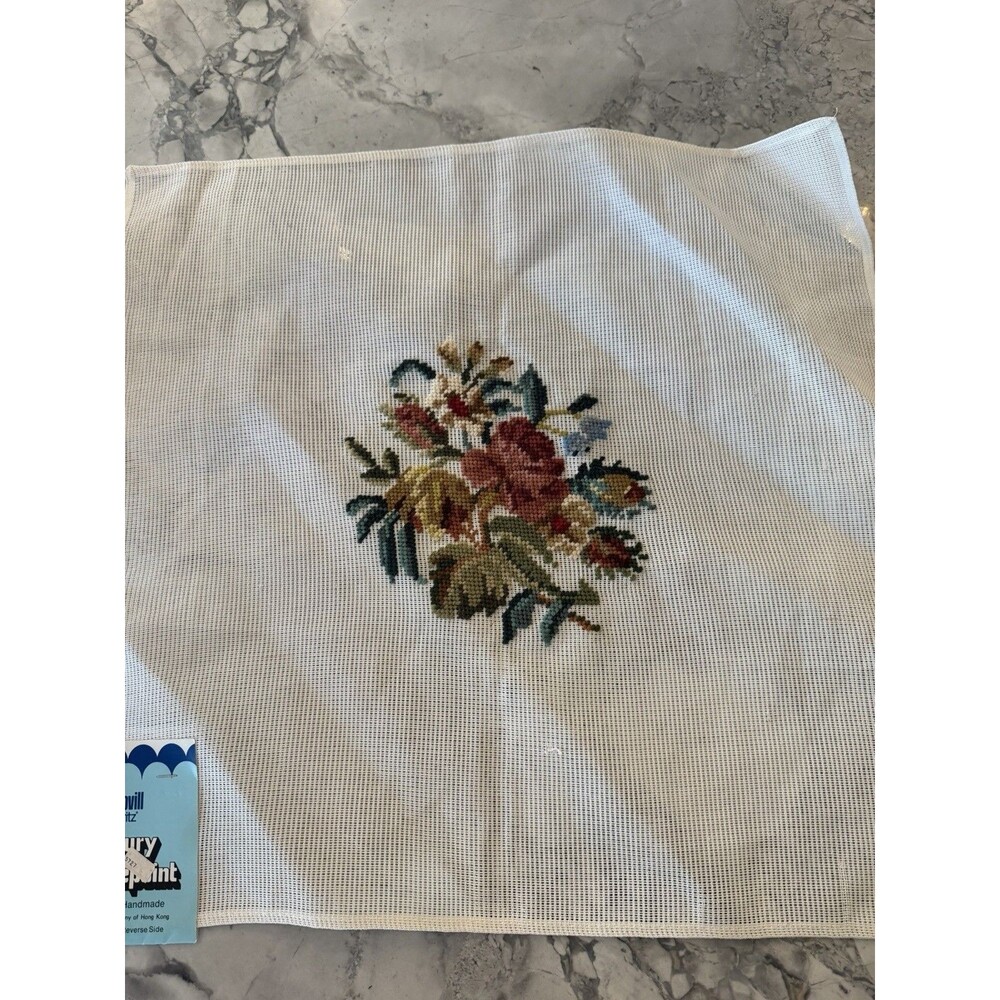 Vintage Dritz Luxury Needlepoint Floral Roses 20x20 Preworked Madeira Portugal 2